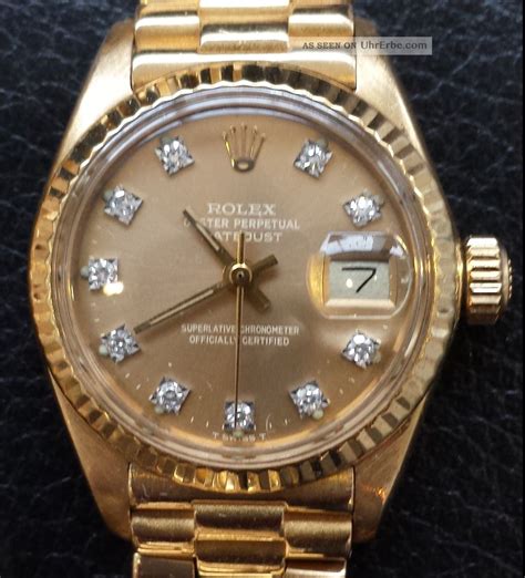 rolex damenuhr gold brillanten alt mm